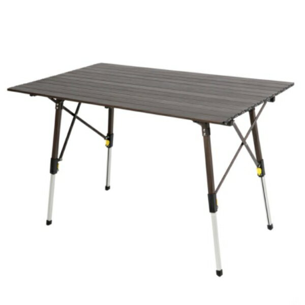 【高さ調整可能】TIMBER RIDGE アウトドア コンパクト テーブル 4人用 折りたたみテーブル アルミロール テーブル ずれない天板で安定感を増した! 自宅でBBQ! 持ち運びに便利な収納袋付き 高さ調節 アウトドア テーブル W110cm ×D70cm ×H45-70cm ダークブラウン系通販格安セール情報 楽天 通販