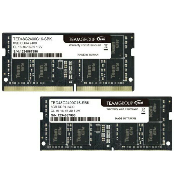 TEAM ELITE DDR4 2400 16GB (8GB×2) ノート用 メモリ 2枚組 SO-DIMM PC4-19200 CL16 TED416GM2400C16DC-S01 永久保証
