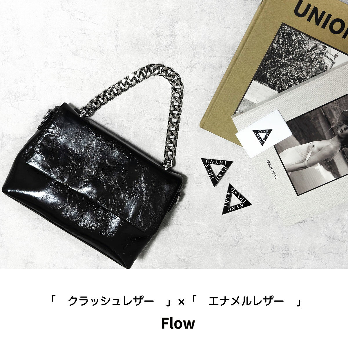 【70%OFF SALE】ショルダーバッグ レディース 斜めがけ 大人 【Flow】 チェーンバッグ おしゃれ ショルダーベルト付 ミニバッグ スクエア クラッシュ お出かけ 小さめ 本革 本牛革 レザー エナメル 革 旅行バッグ 2way 3way ハンドバッグ tryad-way-10000496 バッグtoかばん TRYAD トライアド サンプル画像2