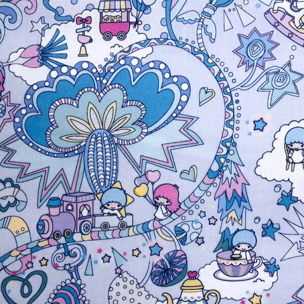 【25日限定★P5倍】生地 リバティ・ファブリックス リトルツインスターズ×リバティ・ファブリックス Soho Carnival(ソーホー・カーニバル) DC35397-TDD-J25B水色【数量×10cm単位】(最低30cmから) リバティプリント タナローン LIBERTYFABRICS