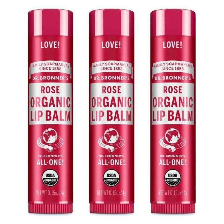Dr.Bronner's オーガニック リップバーム ローズ　 3本　4g 輸入品
