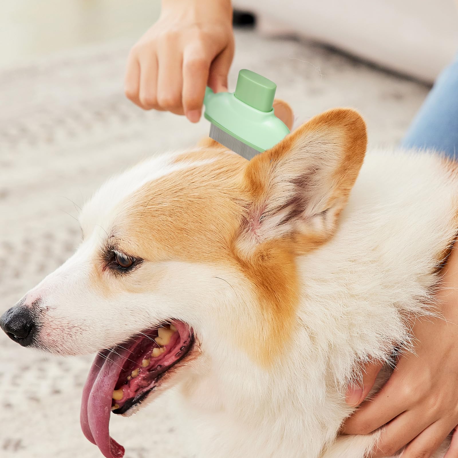 猫犬用コーム くし 【2種類の2個セット】櫛 ブラシ 毛のワンタッチ除去ボタン 密歯...