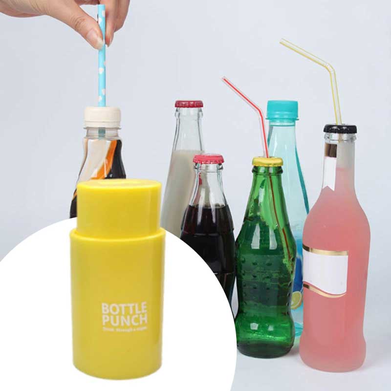 ペットボトル キャップ パンチャー 蓋 穴あけパンチ コンパクト 軽量 ストロー用 穴開け器 収納便利 ドリンクパンチ ジュース 蓋 穴あけ 実用的 ミルクティー キャップ ツール 多機能 オフィス 旅行 アウトドア ピクニックに適用 3