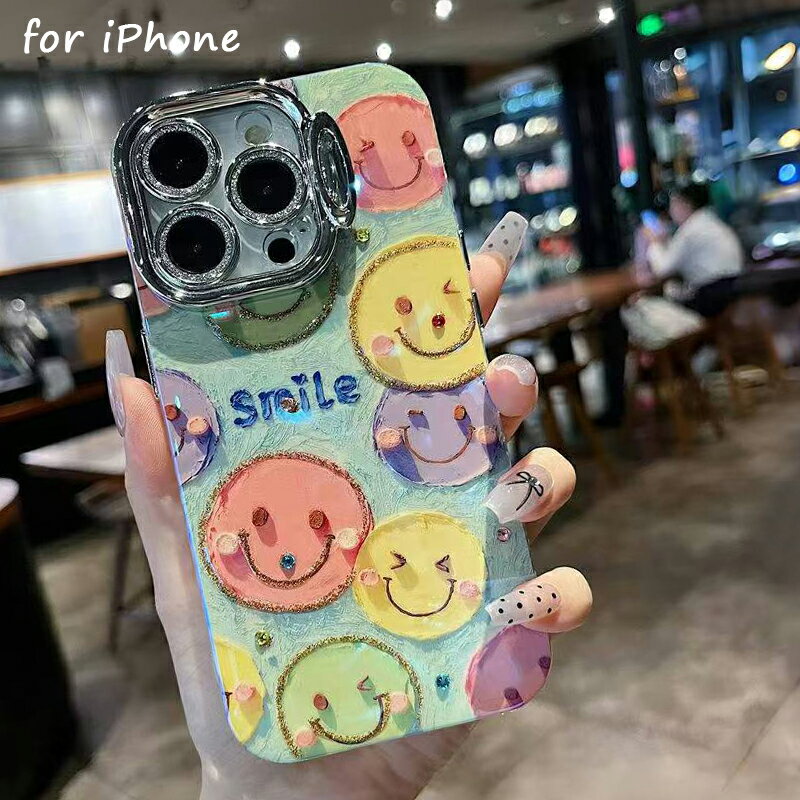 乐天商城 - iphone16proケース スマイル iphone16promax ケース キラキラ iphone16ケース レンズカバー iphone15ケース 15pro 15promax 14ケース 14pro 14promax 13 13pro 13promax 12 12pro 12promax 11 耐衝撃 落下保護 大人女子 女子 可愛い オシャレ 高級感 カメラレンズ保護