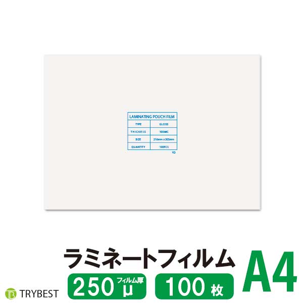 厚みのある丈夫なラミネートフィルムです 長期間の展示物やメニュー表、看板や案内板など各種様々なものにオススメなラミネートフィルムです サイズ：216×303mm A4 枚数：100枚 厚さ：250ミクロン