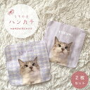 うちの子ハンカチ ミニタオル 写真 名入れ 2枚セット 20×20cm チドリ柄 ペット 犬 猫 ハムスター うさぎ うちの子グッズ ペットグッズ 今治タオル オリジナルタオル