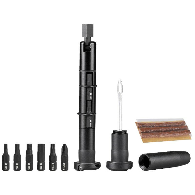 スペック■硬化スチール/エンジニアリンググレートポリマー■直線部128mm以上/内径Φ18〜21.2mmハンドルに対応■L135×W25×H25mm(7ツールビットキット)、L92×W25×H25mm（チューブレスタイヤリペアキット)、L108×W25×H25mm■重量：77.5g(ビットキット)、24g（チューブレスタイヤリペアキット)、52g（チェーンツールキット)■ビットキット：六角ビット（3、4、5、6、10mm）、トルクスビット：T25、±ドライバービット■チューブレスタイヤリペアキット：3.5mm厚リペアプラグ用ツール、3.5mm厚ルペアプラグ3本付属■チェーンツールキット：クロモリ、シングルスピード〜13速、スラムフラットトップチェーン、カンパニョーロ中空ピンチェーン対応■チェンフック特長ハンドルバーに収納し、必要な時だけ取り出して使えるMTB向けツールです。ビットキット、チューブレスタイヤリペアキット、チェーンツール、チェーンフックを搭載しました。在庫状況■通常2〜5日ほどで発送（土日祝除）詳しくはこちら※在庫状況は当店、メーカー在庫を含みます。また、リアルタイムでの更新ではございませんのでご了承ください。☆カテゴリー：【自転車】【パーツ＆アクセサリー】【おすすめ】【自転車用】【【メーカー純正品】【正規代理店品】トピーク(TOPEAK)】【カスタム】【パーツ】【自転車部品】【ポイントキャンペーンたくさんあります！】https://item.rakuten.co.jp/trycycle/c/0000004293/