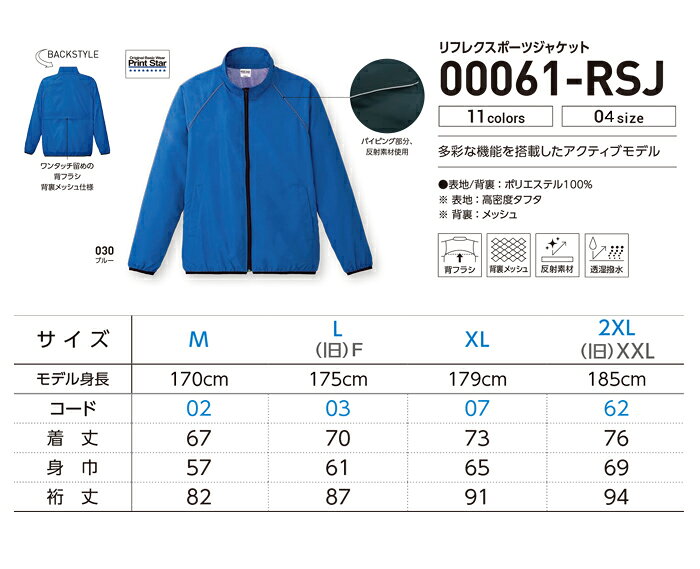 安い！格安！激安！リフレクスポーツジャケット00061-RSJプリント加工のみ!（1色刷のみ）オリジナルジャケットが作成できます。安心のプロ工場。 tryroom-10000053 トライルーム サンプル画像2