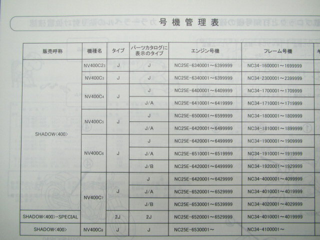 シャドウ400 シャドウ400SP パーツリスト 6版 ホンダ 正規 バイク 整備書 NV400C NC34 jn 車検 パーツカタログ 整備書 【中古】 3