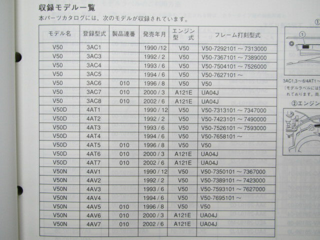 メイト50 パーツリスト 1版 ヤマハ 正規 バイク 整備書 V50 3AC1 3～8 4AT1～7 4AV1～7 車検 パーツカタログ 整備書 【中古】 3