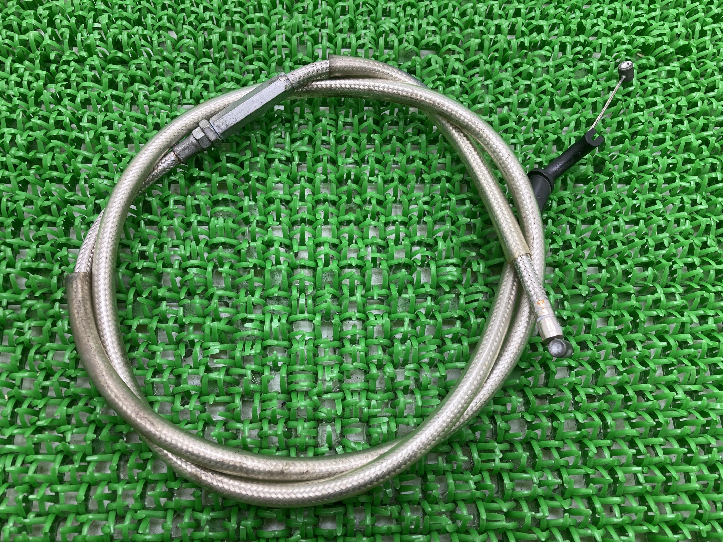 XJR400Rアクセルワイヤー社外バイク部品1050mmメッシュケーブル断線無しカスタム素材にそのまま使える【中古】