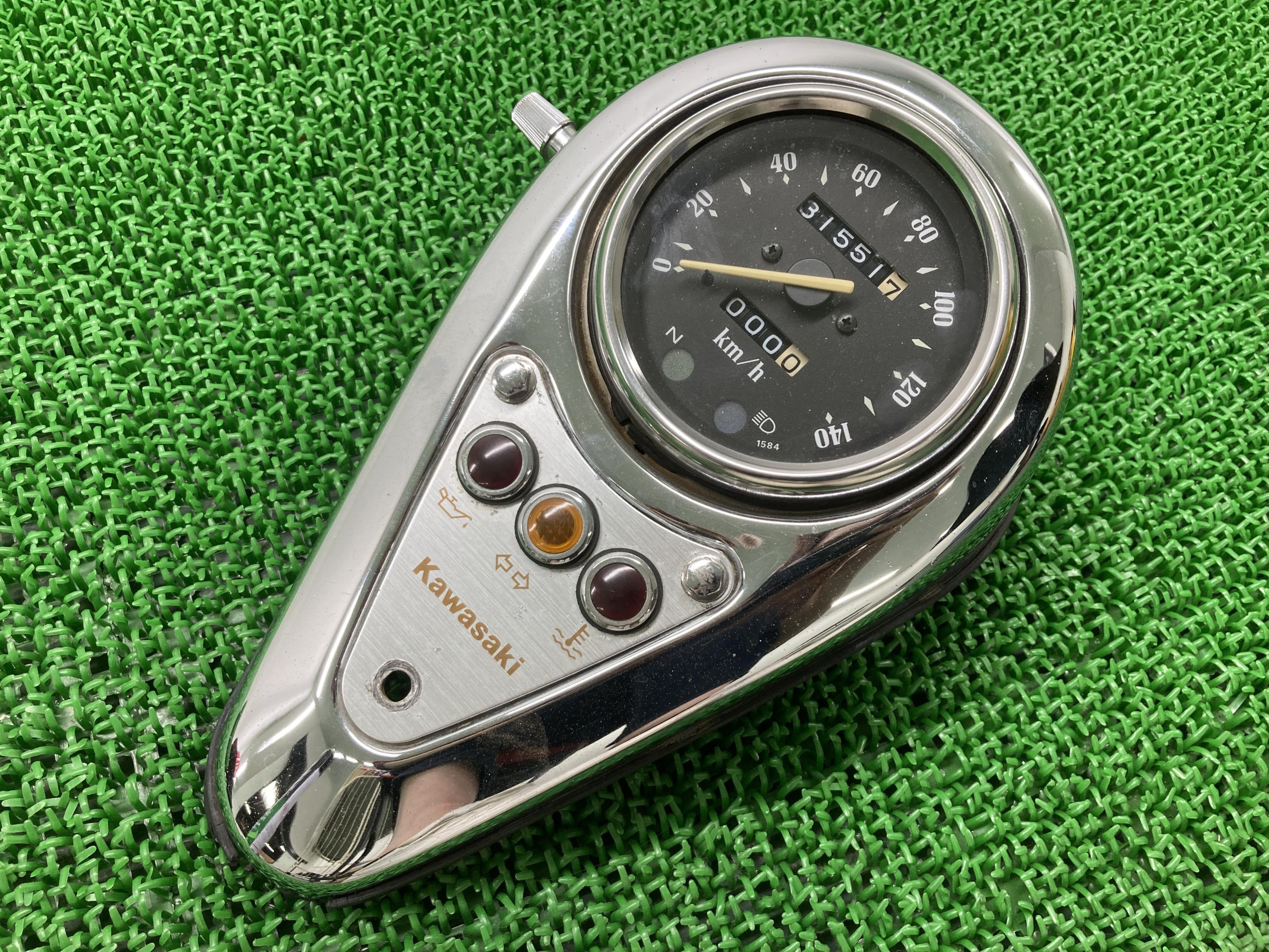 バルカン400クラシックメーターカワサキ純正バイク部品VN400Cスピードメーターメーターカバーインジケーター割れ欠け無し品薄車検Genuine【中古】 90