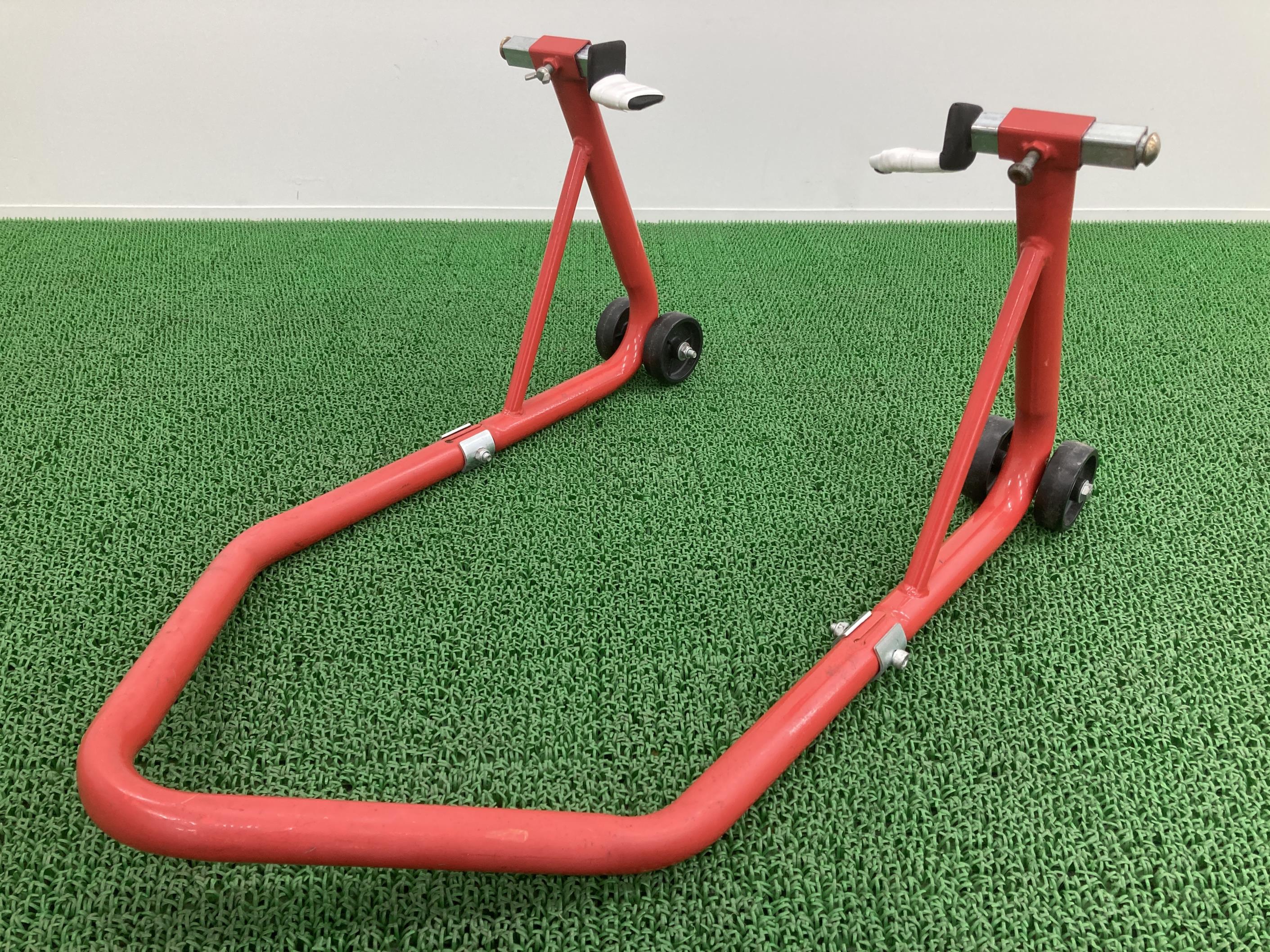 汎用メンテナンススタンド社外バイク部品レーシングスタンドローラースタンドL受け付き曲がり無し希少..