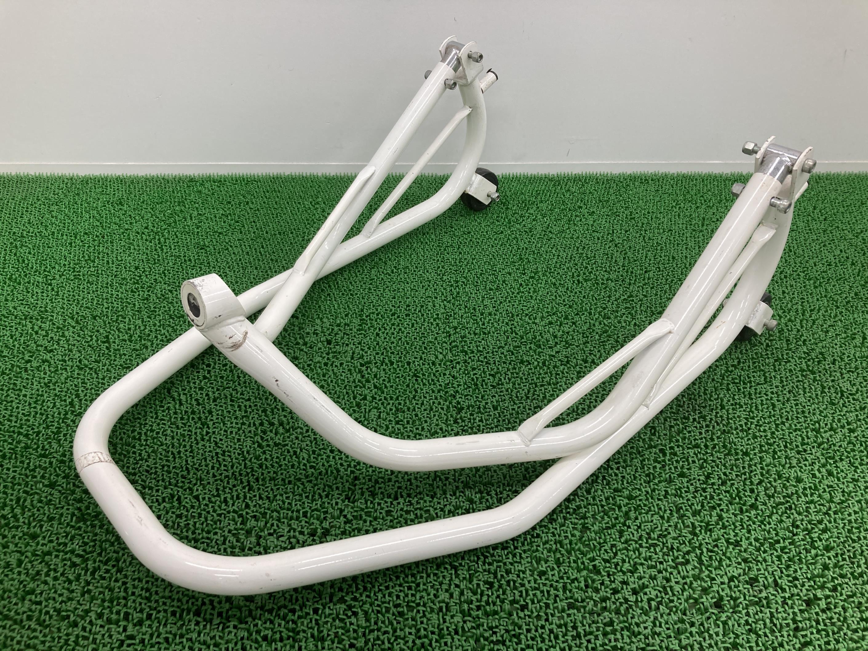 ETHOS製メンテナンススタンド白社外バイク部品エトスレーシングスタンドフロント曲がり無し品薄希少品..