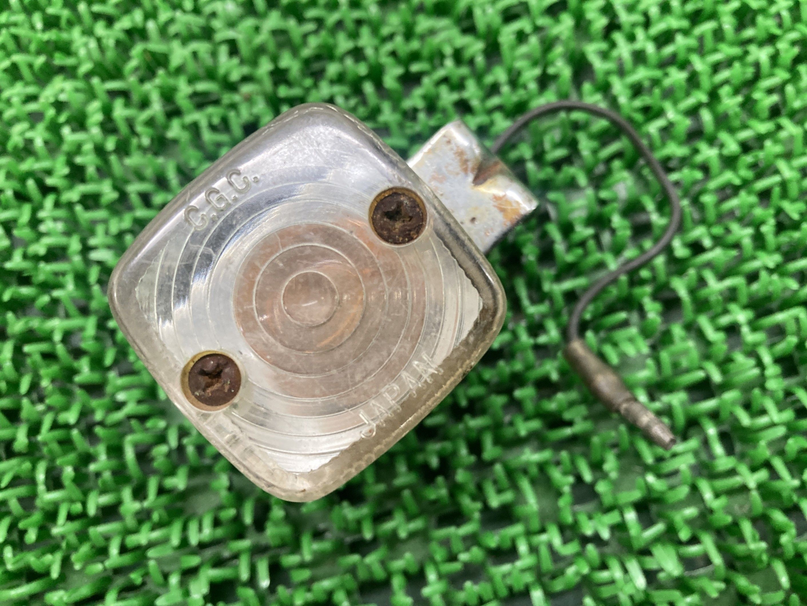 CGC製 ウインカー 片側 社外 バイク 部品 廃盤 当時物 角型 ヨーロピアン L字ステー クリア 【中古】 vU