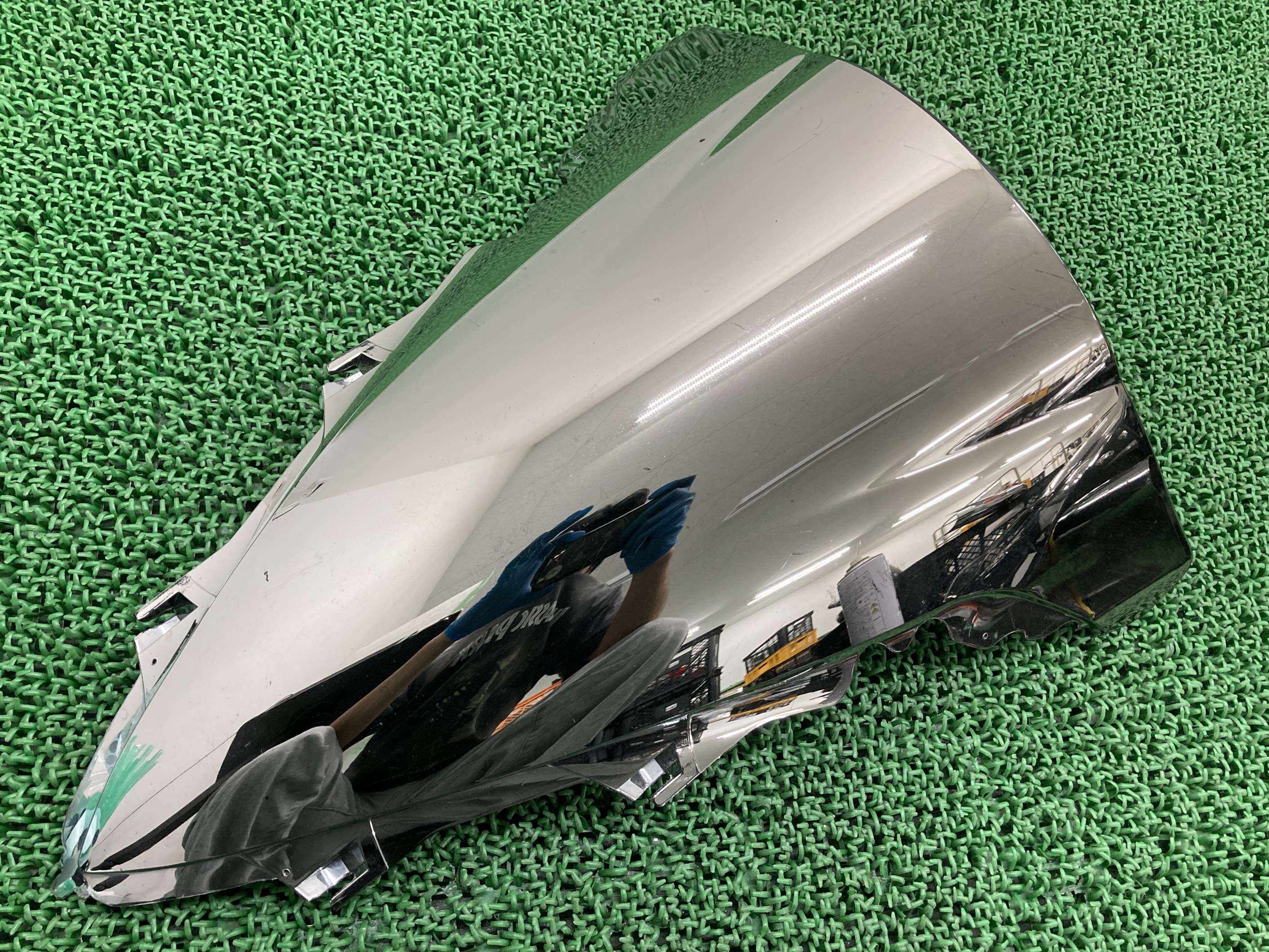 YZF-R1 スクリーン 銀 社外 バイク 部品 RN24J ノーマルタイプ ミラースクリーン シルバー ダブルバブ..