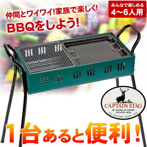 バーベキューコンロ 4〜6人用鉄板・網焼き2WAYタイプ キャプテンスタッグ CAPTAIN STAG M-6380 GW特集 キャンプ BBQ 【RCP】【メール便不可・宅配便配送】