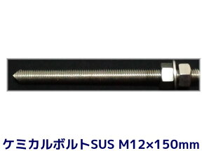 ケミカルボルト アンカーボルト ステンレス SUS M12×150mm 寸切ボルト1本 ナット2個 ワッシャー1個 Vカット 両面カット SUS304【取寄せ品】