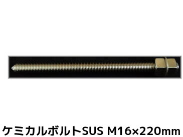 ケミカル アンカーボルト セット ステンレス SUS M16×220mm 寸切ボルト1本 ナット2個 ワッシャー1個 Vカット 両面カット SUS304【取寄せ品】