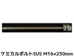 ケミカルボルト アンカーボルト ステンレス SUS M16×250mm 寸切ボルト1本 ナット2個 ワッシャー1個 Vカット 両面カット SUS304【取寄せ品】