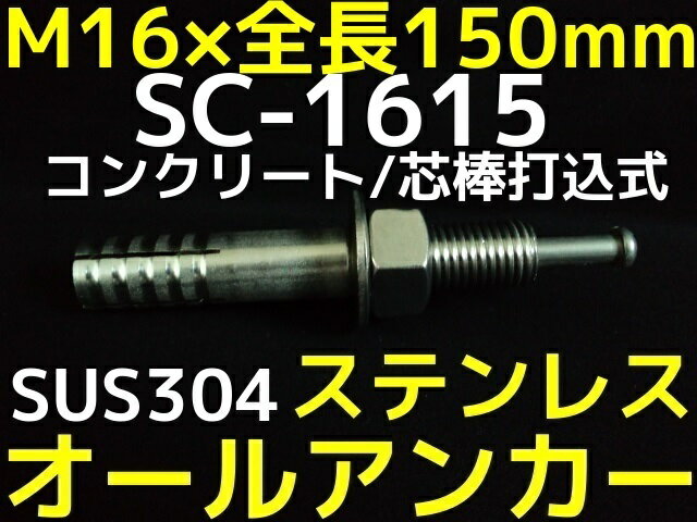 サンコーテクノ オールアンカー SC-1615 M16×150mm 1本 ステンレス製 SUS304系 コンクリート用 芯棒打込み式【取寄せ品】 2