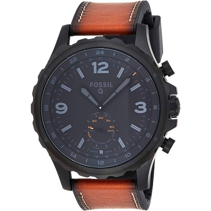 FOSSIL　フォッシル　ハイブリットスマートウォッチ　Q NATE SMARTWATCH IBRIDO ACCIAIO NERO PELLE FTW1114