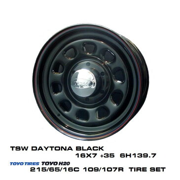 200系ハイエースT.S.W DAYTONA ［BLACK］ 16X7.0J +35 6H139.7　＋　TOYO H20 ホワイトレター 215/65/16C 109/107R