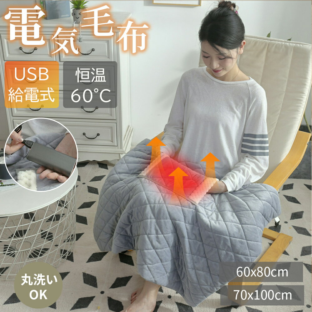 【2025年冬新型】電気毛布 掛け敷き 60*80cm/70*100cm 65℃ USB給電式 丸洗い ポケット付き 1人掛け 電気ひざ掛け 膝掛け 電気ブランケット フランネル ふわふわ 柔らかい リビング オフィス キャンプ 寒さ対策グッズ 冷え対策 暖房器具 車内用 職場用 静音 PSE認証済