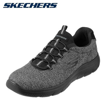 スケッチャーズ SKECHERS スニーカー 52813 メンズ靴 靴 シューズ 2E相当 ウォーキングシューズ スリッポンタイプ SUMMITS-FORTON 低反発インソール ローカット 幅広 バンジーレース ブラック SP