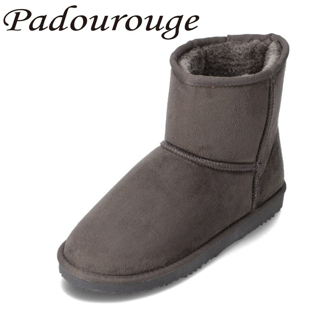 パドリュージュ Padourouge PD-613 レディース靴 靴 シューズ 2E相当 撥水ムートン風ブーツ ショートブーツ 防水 雨の日 晴雨兼用 防寒 あったか ボア ふわふわ 定番 人気 グレー SP