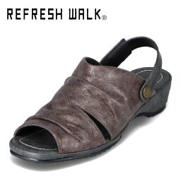 【全品P10倍！9日&10日20:00～4H限定】リフレッシュウォーク REFRESH WALK KK5160 レディース靴 靴 シューズ 3E相当 サンダル コンフォートサンダル ミュールサンダル ヒール クッション 歩きやすい バックストラップ 2WAY 歩きやすい おしゃれ グレー