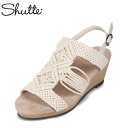 【6/1までエントリーでP20倍】シュッテ shutte ST-324 レディース靴 靴 シューズ 3E相当 サンダル ウェッジソールサンダル カジュアルサンダル ウェッジサンダル 編み込み 夏 履きやすい 美脚 おしゃれ 人気 アイボリー SP