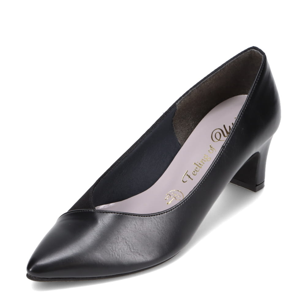 フィーリングオブユイ Feeling of yui RA1442 レディース靴 靴 シューズ 2E相当 防水 ポインテッドトゥパンプス 美脚 きれいめ オフィス 通勤 セレモニー 人気 ブランド ブラック×サテン SP