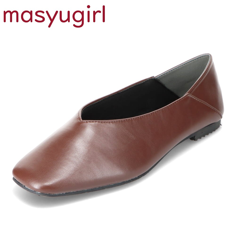 マシュガール masyugirl mg1024-4E レディース靴 靴 シューズ 4E相当 フラットシューズ バブーシュ 柔らかい 2WAY 高反発 フィット感 シンプル 4E 幅広 ブラウン SP