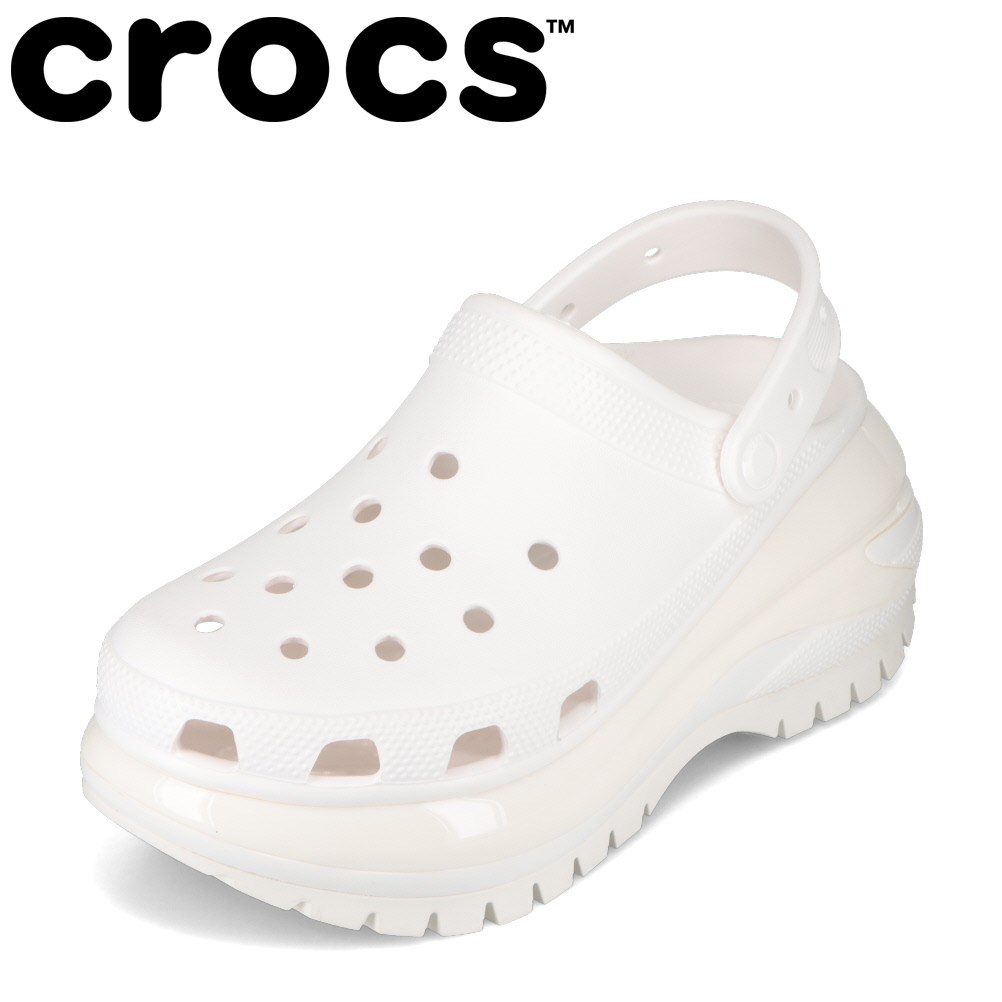 【全品P10倍！9日&10日20:00～4H限定】クロックス crocs CR207988.W レディース靴 靴 シューズ 3E相当 クロッグ サンダル スリッパ 厚底 ボリュームソール クッション性 防滑 人気 ブランド ホワイト 1