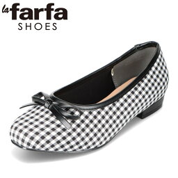 ラファーファ la farfa LF-8401 レディース靴 靴 シューズ 4E相当 リボンパンプス バレエシューズ リボン フラットシューズ チェック かわいい シンプル ブラック×チェック SP