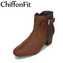 シフォンフィット ChiffonFit CF-5111 レディース靴 靴 シューズ 2E相当 ショートブーツ ローヒール チェック リボン ブラウン SP