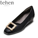 【6/1までエントリーでP20倍】テーン tehen TN4028 レディース靴 靴 シューズ パンプス ウェッジソール パール ビジュー パーティー ブラック SP