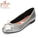 【全品P5倍!6日〜9日まで】ギャザー gather G-022 レディース靴 靴 シューズ 2E相当 パンプス フラット バレエ シューズ 柔らかい リボン ...