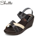 シュッテ Shutte ST-3041 レディース靴 靴 シューズ 2E ウェッジソールサンダル ソフト 柔らかい ふわふわ 手染めもちもち シンプル ブラック SP