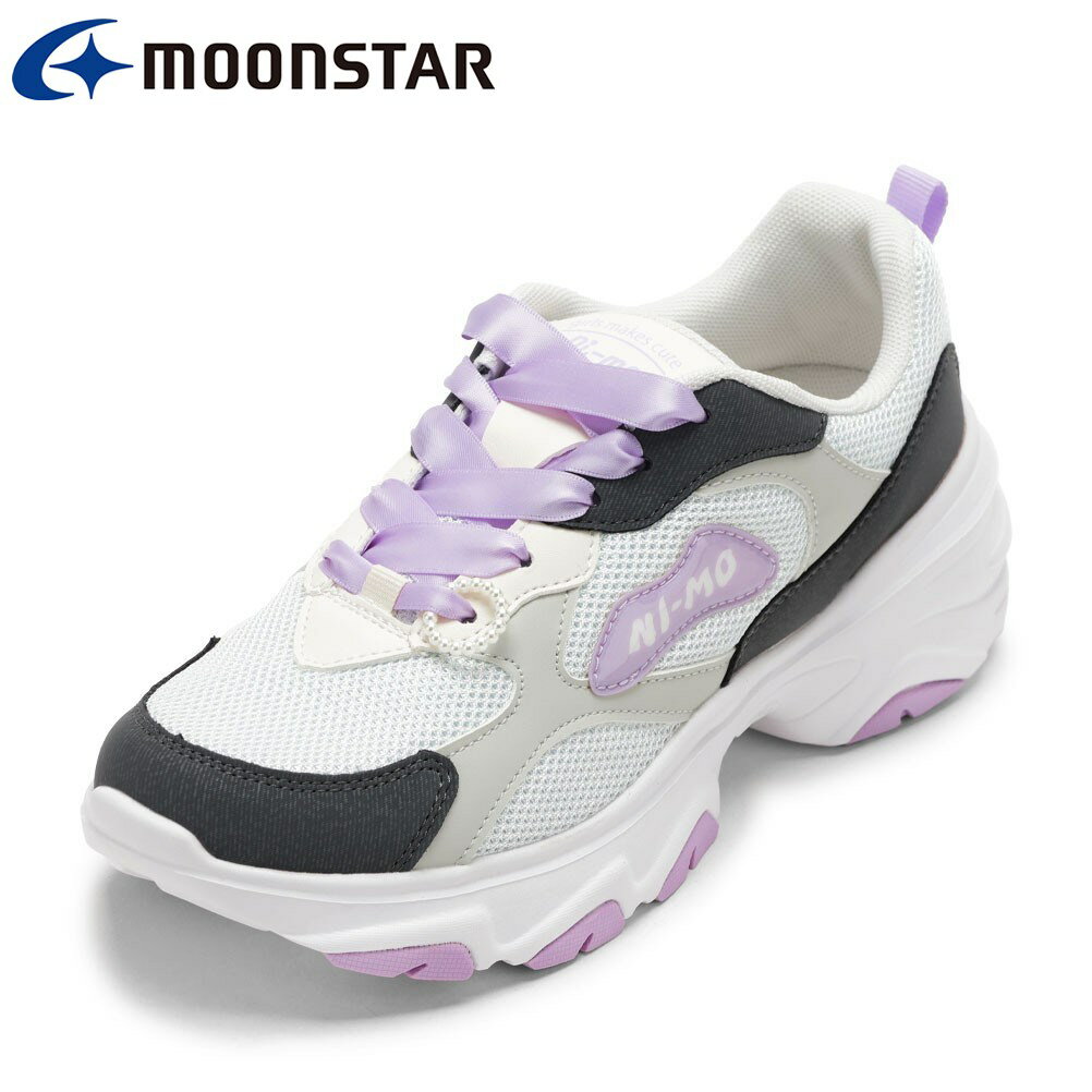 ニーモ Ni-mo NM J133 キッズ靴 靴 シューズ 2E スニーカー キッズ 運動靴 通学 体育 軽量 厚底 子供靴 女の子 クッション性 Ag 抗菌 防臭 パール パーツ モチーフ ローカットスニーカー 人気 ブランド パープル SP