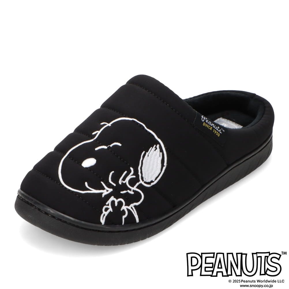 ピーナッツスヌーピー PEANUTS SNOOPY PN8360 レディース靴 靴 シューズ 2E相当 スヌーピー PEANUTS ルーム シューズ カジュアル スリッパ あったか ふわふわ 防寒 キルティング 可愛い キャラクター 刺繍 ブラック SP
