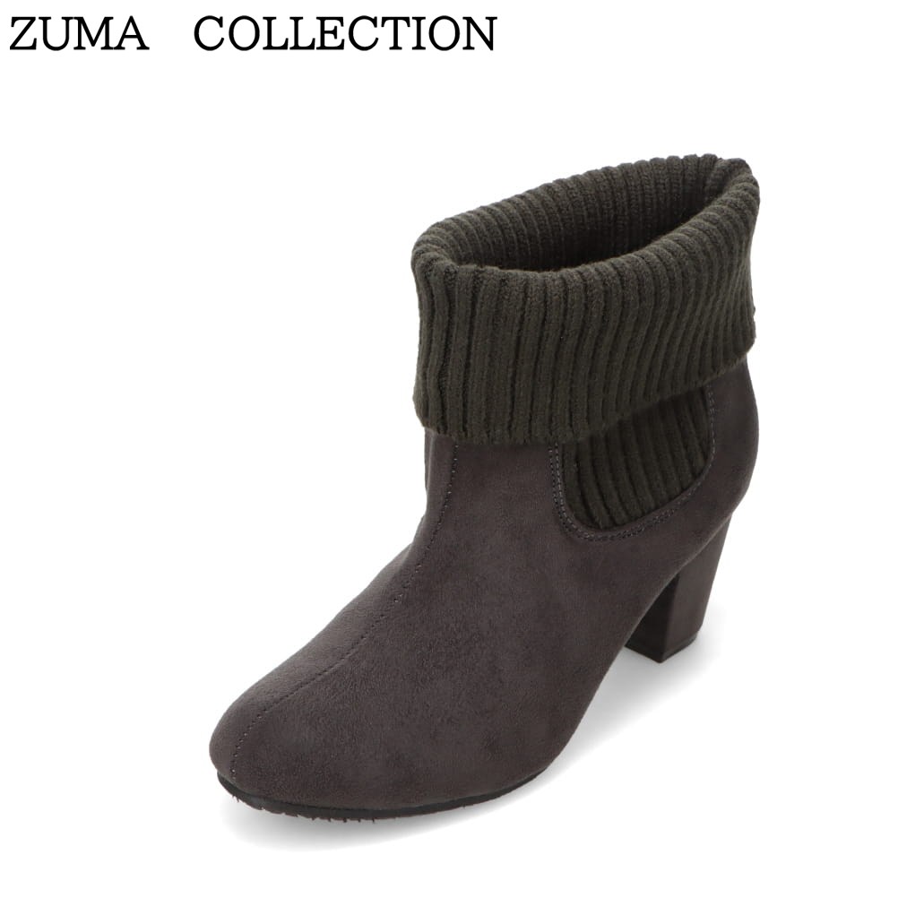 ズマコレクション zuma collection KT-5248 レディース靴 靴 シューズ 2E相当 ブーツ ニット ショート 美脚 スタイルアップ フェミニン シンプル グレー×スエード SP