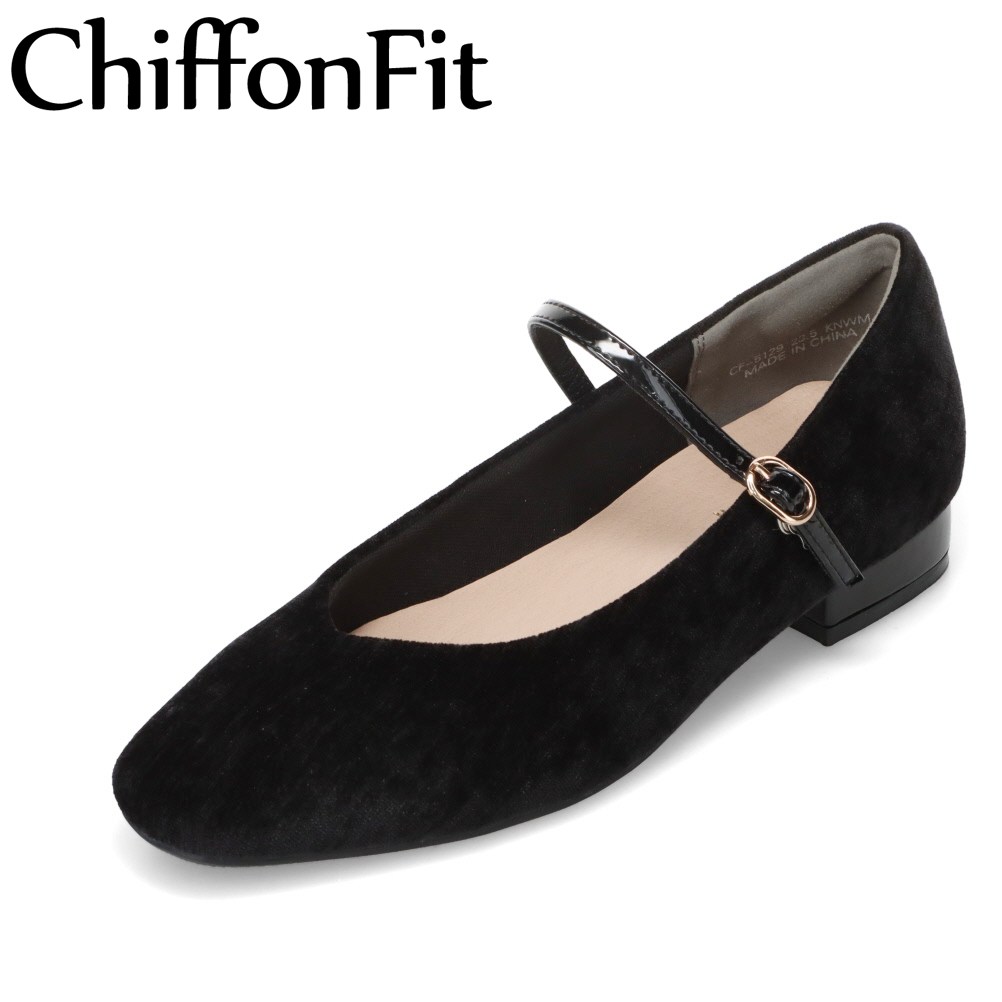 シフォンフィット ChiffonFit CF-5129 レディース靴 靴 シューズ 2E パンプス ローヒール ストラップ ベルト バックル メリージェーン シンプル ブラック SP