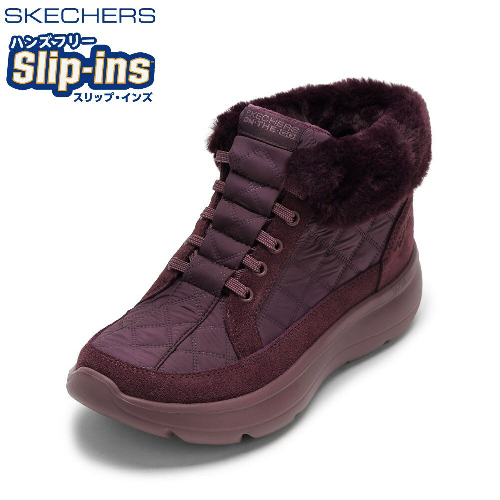スケッチャーズ SKECHERS 144841 レディース靴 靴 シューズ 2E ブーツ 防寒 軽量 スリップインズ ハンズフリー ON-THE-GO ENCORE ファー ボア 人気 ブランド バーガンディー SP