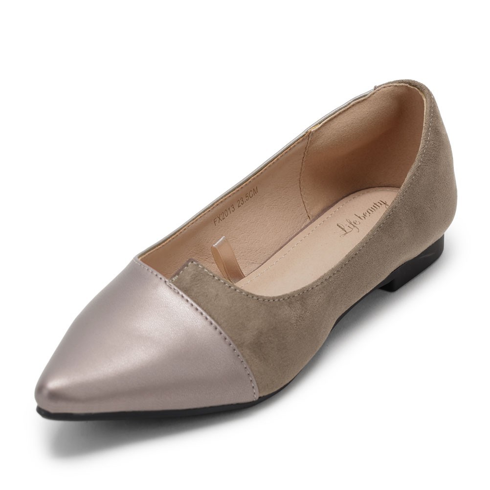 ライフ ビューティー Life beauty FX2013 レディース靴 靴 シューズ 2E相当 パンプス フラット シューズ 美脚 ビジネス オフィス 通勤 クッション性 低反発 フィット感 ポインテッドトゥ 切り替え 異素材 ブロンズ SP