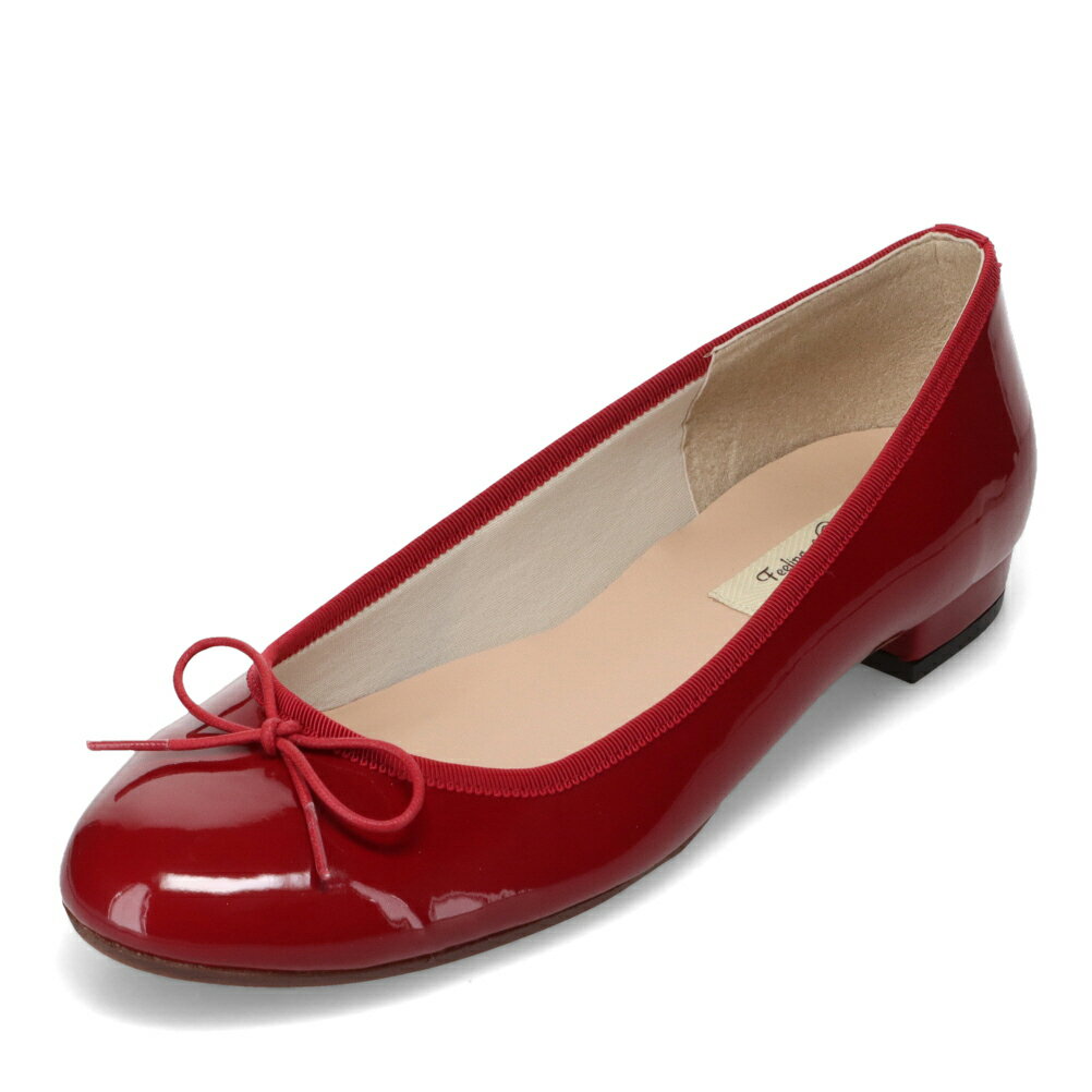 フィーリングオブユイ Feeling of yui 52310 レディース靴 靴 シューズ パンプス バレエ シューズ ビジネス 通勤 オフィス リボン エナメル シンプル レッド SP