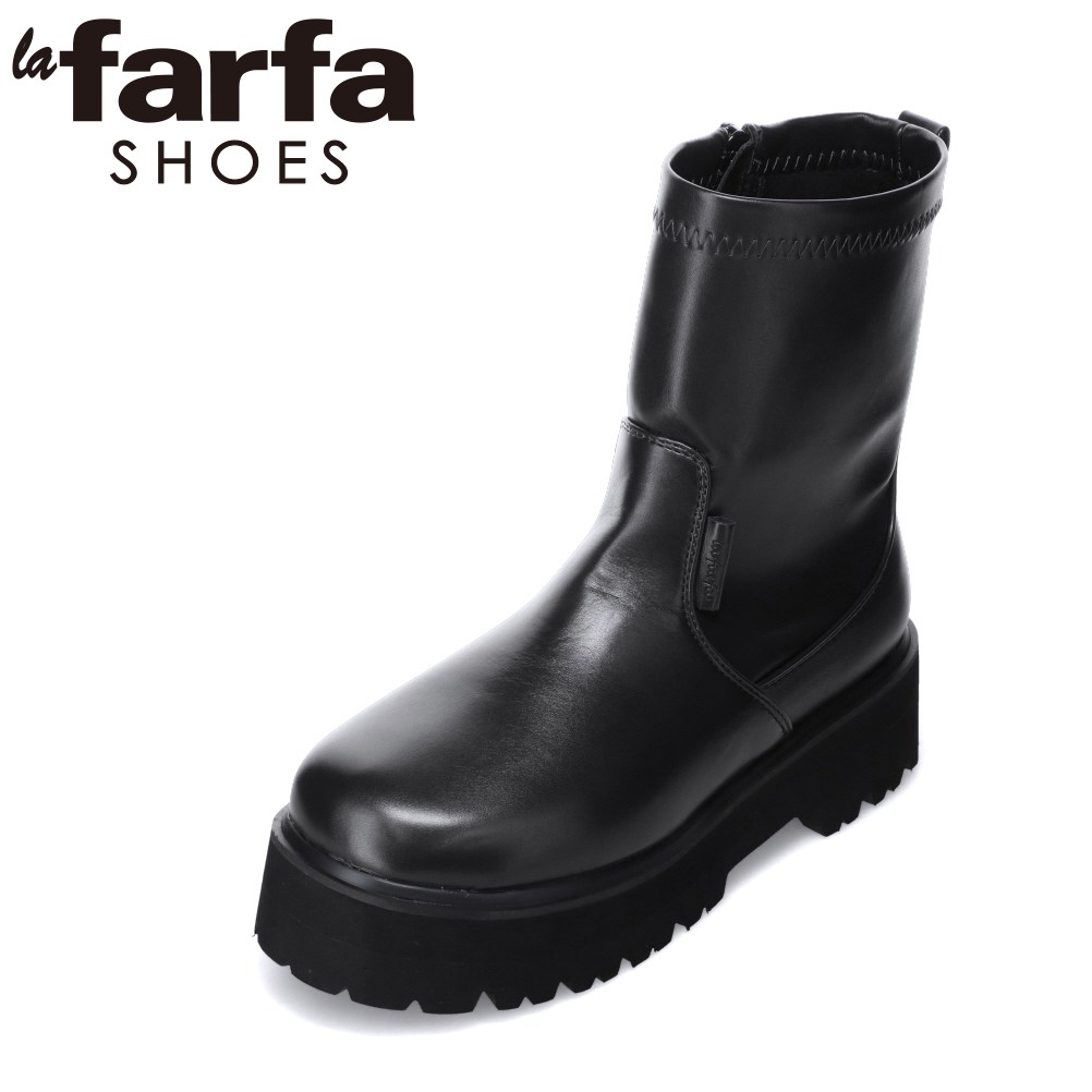 ラファーファ la farfa LF-5900 レディース靴 靴 シューズ 4E相当 ブーツ ショート 厚底 ストレッチ 脚長 シンプル 人気 ブランド ブラック SP