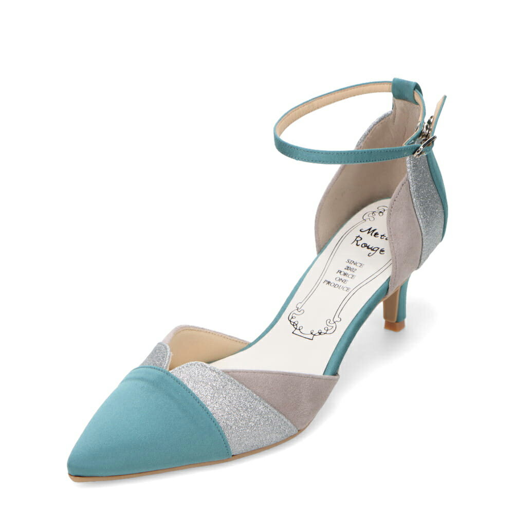 メタルルージュ Metal Rouge MR6699 レディース靴 靴 シューズ 2E相当 パンプス アンクル ストラップ 通勤 オフィス ビジネス 結婚式 パーティー フォーマル オケージョン 歩きやすい 疲れにくい ポインテッドトゥ ラメ キラキラ グリッター ミント SP