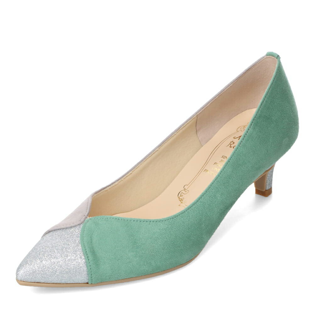 メタルルージュ Metal Rouge MR5905 レディース靴 靴 シューズ 2E相当 パンプス 通勤 オフィス ビジネス 結婚式 パーティー フォーマル オケージョン 歩きやすい 疲れにくい ポインテッドトゥ 異素材 切り替え グリーン×コンビ SP